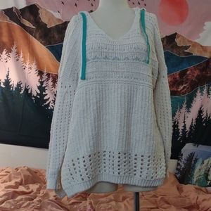 Free People NWT size S fits up to XL  oversized hoodie cream and mineral blue